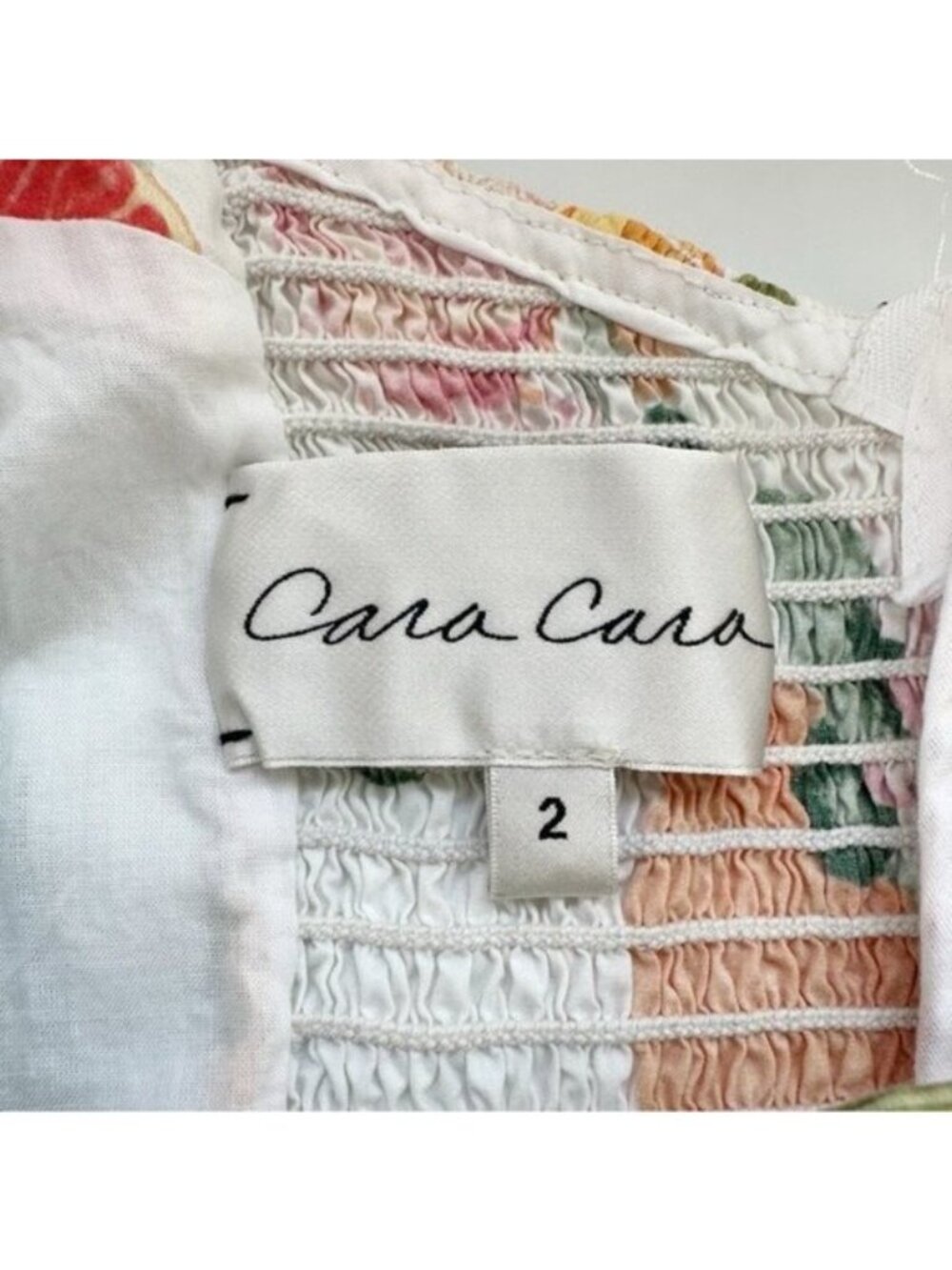 Cara Cara Blue Hill Citrus Fruit Print Cotton Tiered Maxi Dress Size 2 - Picture 11 of 13